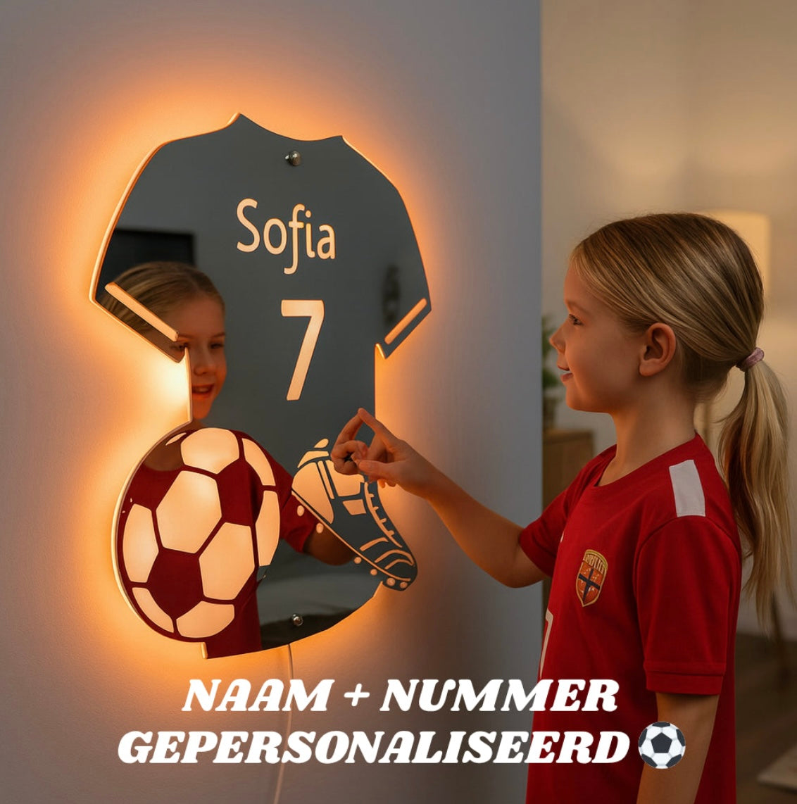 Soccermirror | Gepersonaliseerde LED-voetbalspiegel