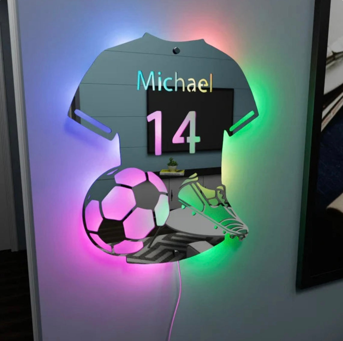 Soccermirror | Gepersonaliseerde LED-voetbalspiegel